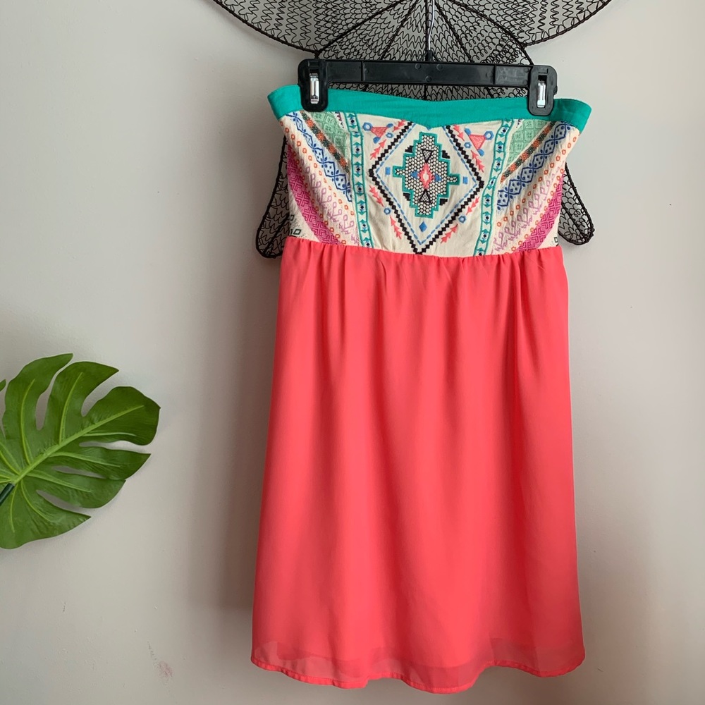 Strapless Embroidered Dress